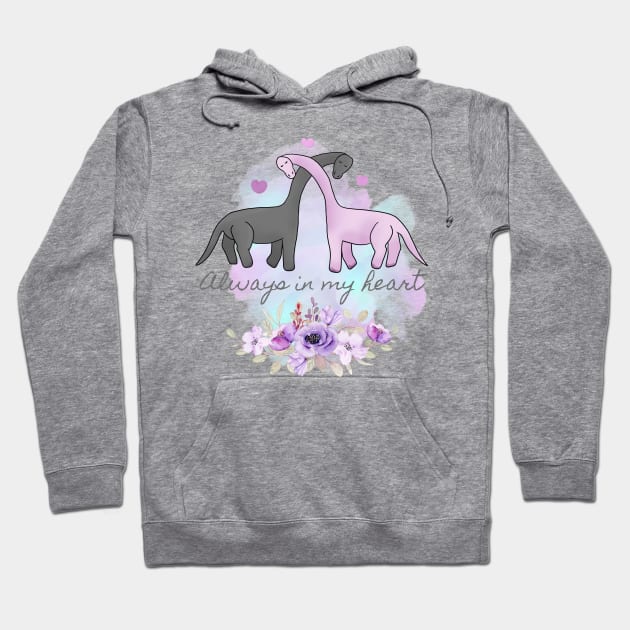 Hugging Dinosaurs - Valentine's Day Hoodie by O.M design